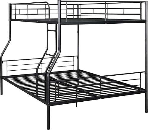 Miniatura 52 de Harper & Bright Designs Litera de metal completo sobre tamaño matrimonial para adultos, marco de cama de metal resistente con escalera y correas de