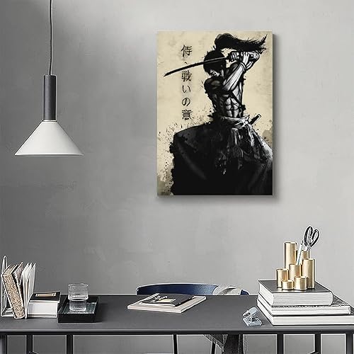 Miniatura 2 de GENGSHENG Póster retro japonés de guerrero bushido samurái blindado arte arte lienzo pintura pared impresión imagen habitación decoración del hogar