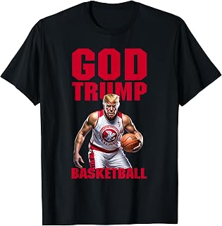 God Trump Basketball Funny Trump 2024 Patriotic Republican T-Shirt