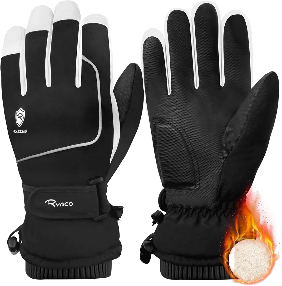 Guantes de esquí cálidos, resistentes al viento, impermeables, guantes de nieve para hombres y mujeres, con forro térmico con pantalla táctil para clima frío de invierno, antideslizantes, para trabajo, ciclismo, motocicleta, snowboard, padres e hijos al aire libre