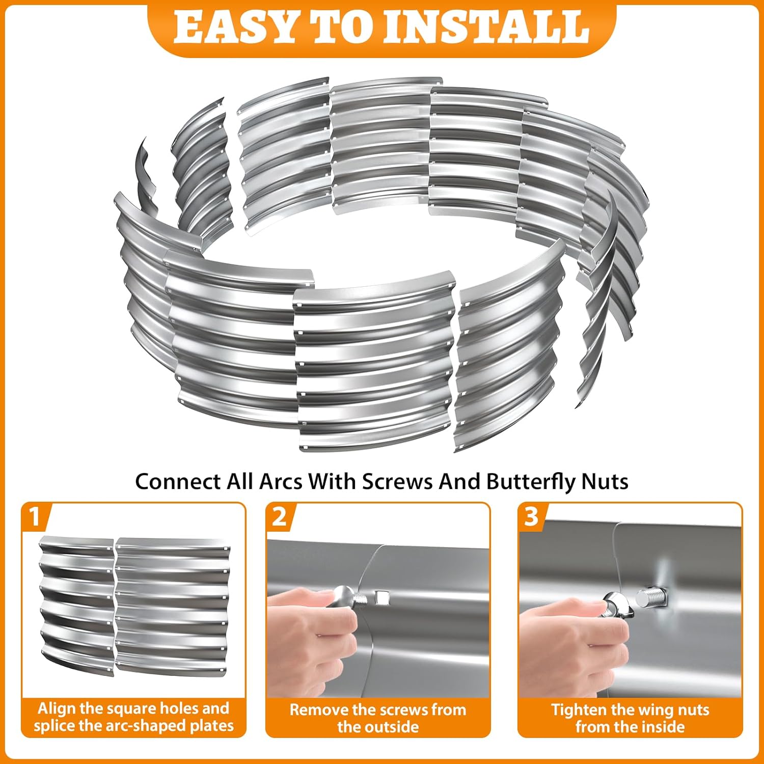 Metal Fire Pit Ring/Bonfire Fire Ring- 48 Inches Diameter, 0.7 MM Thick,1.5 ft High, Durable and Stylish for Outdoor Fire Pits,Patios and Camping (Silver, 4X4X1.5 ft)