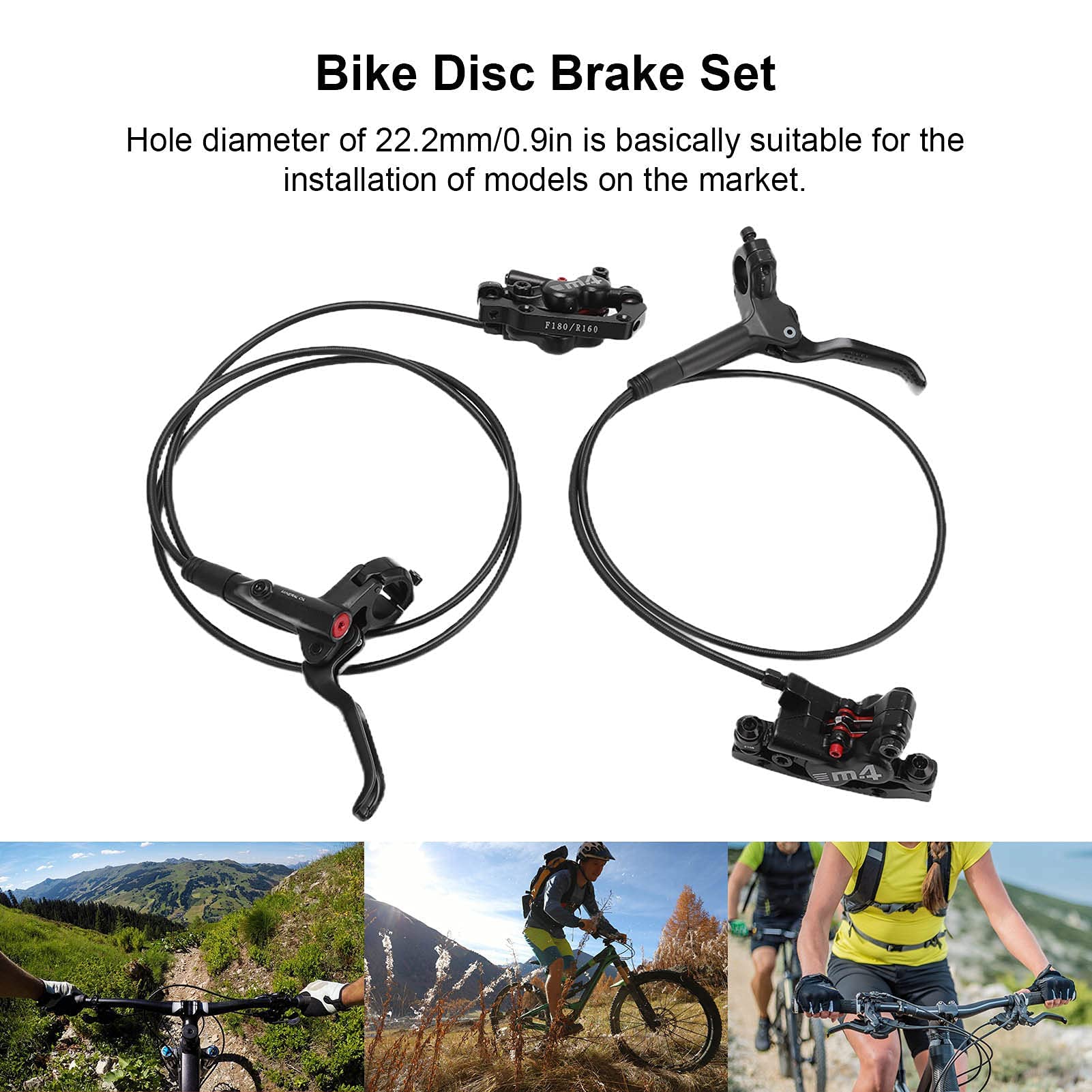 Fahrrad Scheibenbremsen Kit, M4 Öldruck Hydraulische Scheibenbremse MT420 Vorderrad Hinterrad Bremssättel 4 Kolben mit 1 Paar 160 mm Scheibenbremsscheibe
