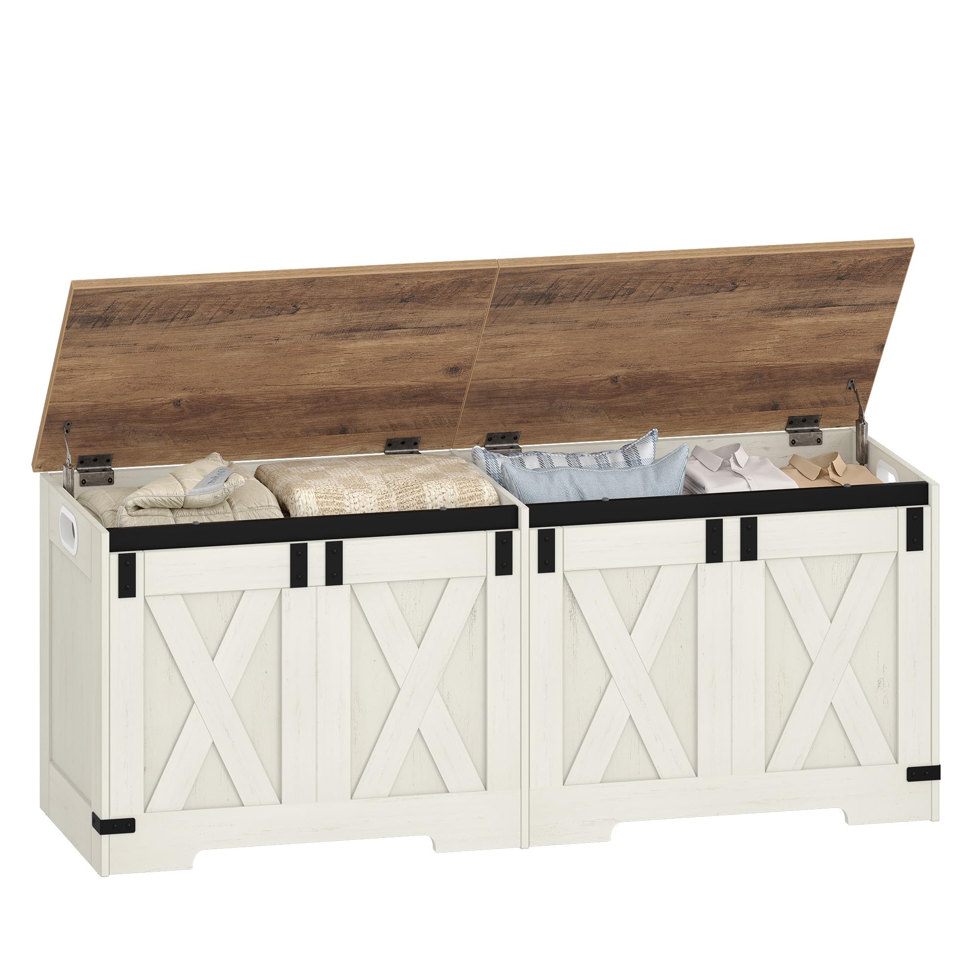 Hzuaneri Storage Chest with 2 Secure Hinge, white and Brown,120 cm โ image 1