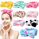 UMIKU 8 Pack Stocking Stuffers For Women Teen Girls Spa Headband for Women Facial Makeup Headband Soft Coral Fleece Bow Hair Band Party Favors for Washing Face Mask Spa Christmas Gifts For Woman Adult