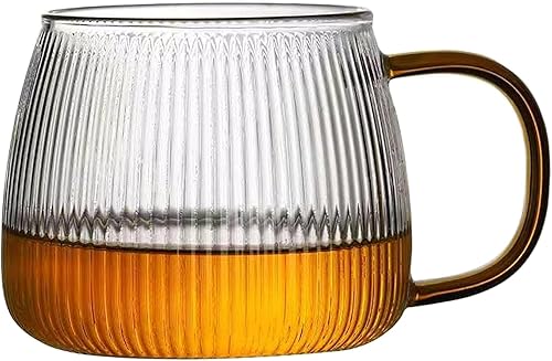 Taza de café de 13.5 onzas para taza de té de vidrio transparente de agua, 13.5 fl oz, mediana, cristal