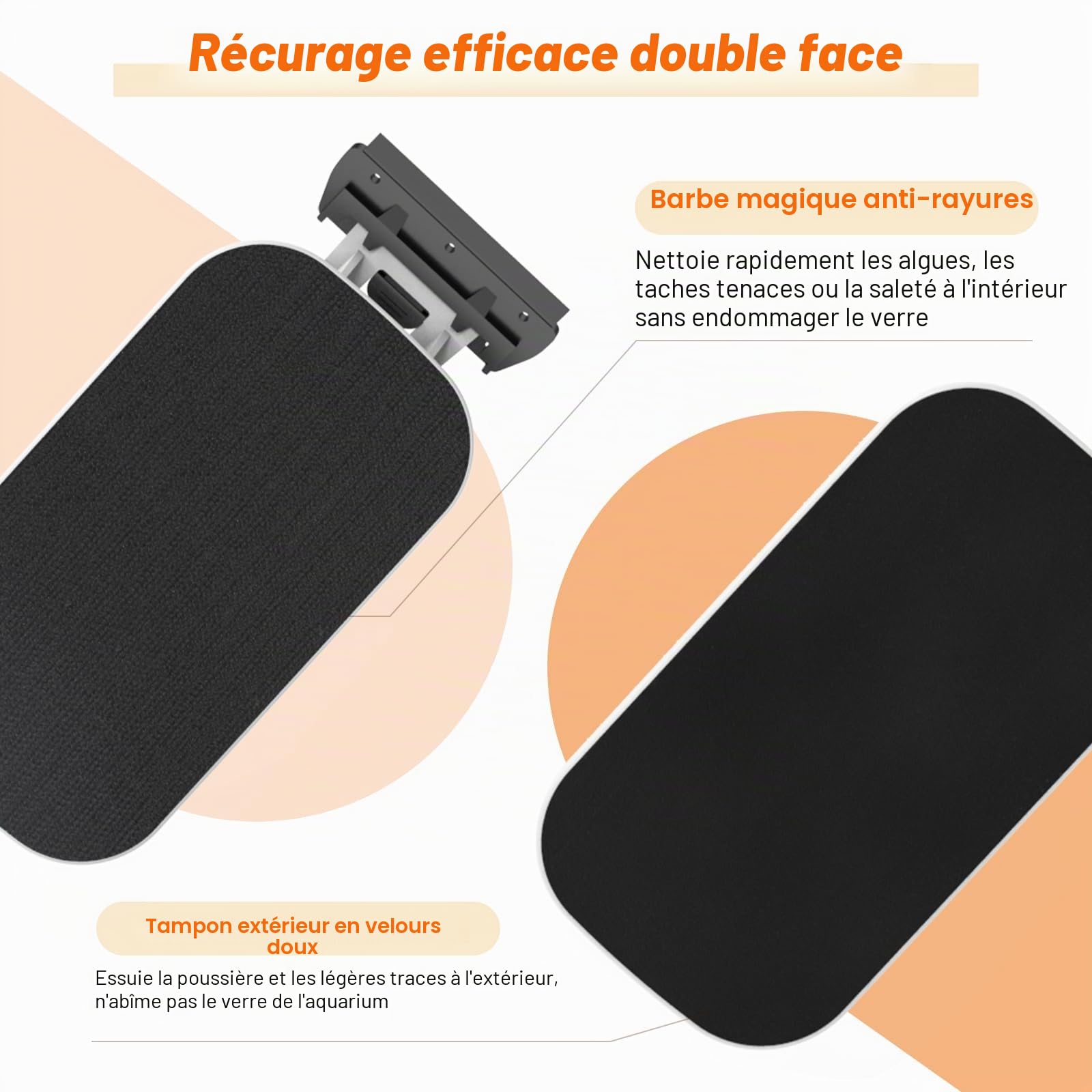 fishkeeper Upgrade Nettoyeur Magnétique pour Vitres Aquarium avec 2 Racloir | Nettoyeur Magnétique pour Vitres d'aquarium Destiné à l'élimination des Algues, avec 2 Racloirs Amovibles