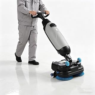 Gewerbliche Bodenreinigungsmaschine: Akkubetriebene, Selbstfahrende Scheuersaugmaschine mit 36 ​​V/10 AH, 2 x 250 W Motor, 4,5 l Frischwasser- und 7,5 l Schmutzwassertank Gray