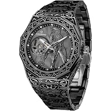 FORSINING Men Automatic Watch Retro Alloy Steel Mechanical Watches Luxury Waterproof Skeleton Wholesale Men's Watch Boyfriend's Gift Black