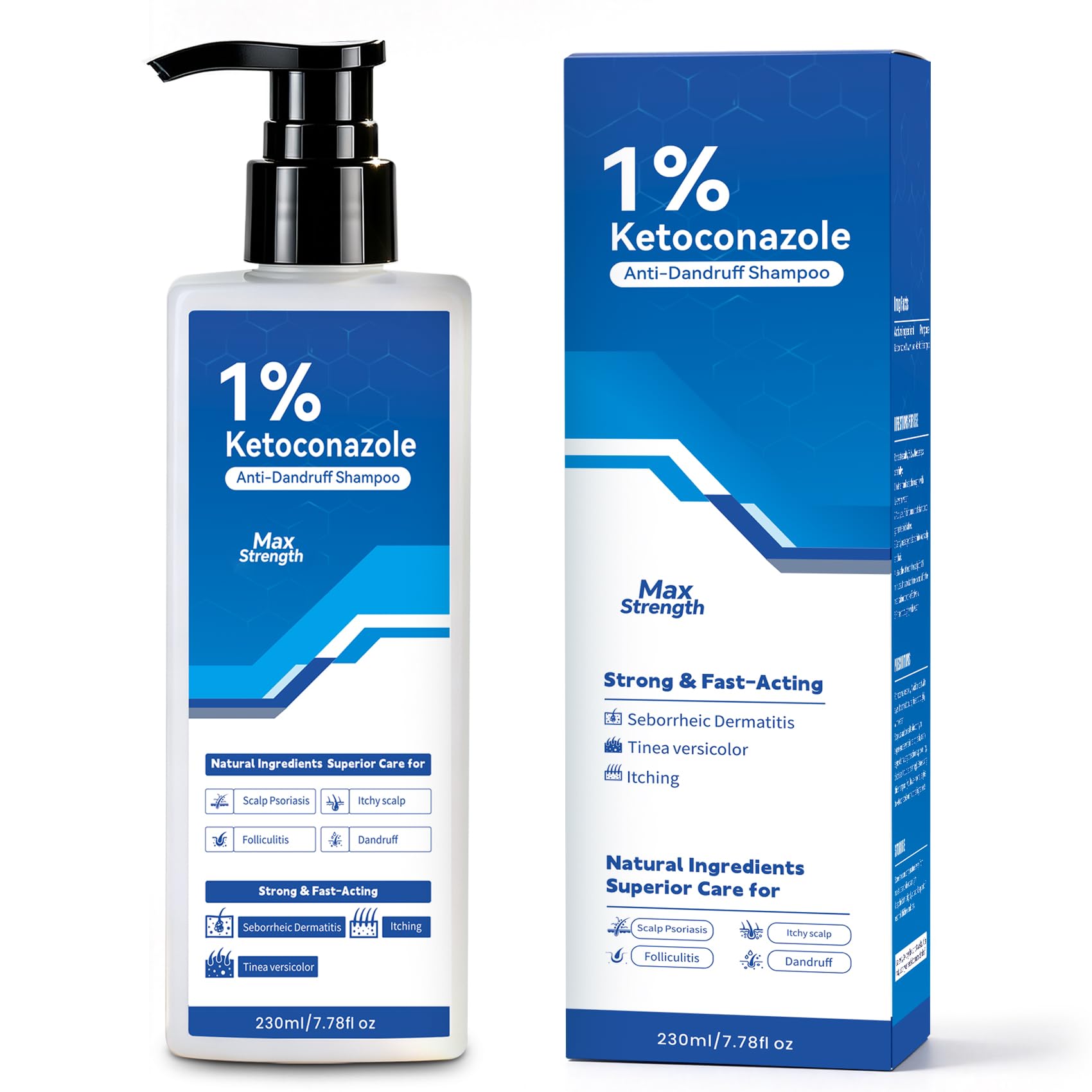 1% Ketoconazole Anti-Dandruff Shampoo for Flaking & Itchy Scalp, 7.78Fl Oz