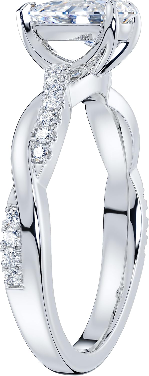 THELANDA Sterling Silver 4-Prong Petite Twisted Vine 0.8CT Teardrop Pear Shape Genuine Moissanite Engagement Ring Promise Bridal Ring
