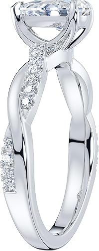Miniatura 4 de THELANDA Anillo de compromiso de moissanita genuina de plata de ley de 4 puntas con forma de lágrima de 0.8 quilates, diseño de vid retorcida