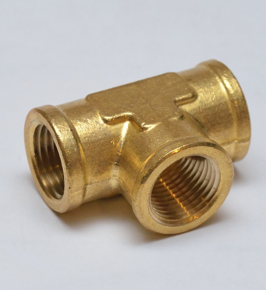 FasParts T 3 Sided Pipe Tee Intersection Brass Fitting 1/2" NPT Female/FPT T 3 Way Tee Brass Fitting Fuel/Air/Water/Boat/Gas/Oil WOG