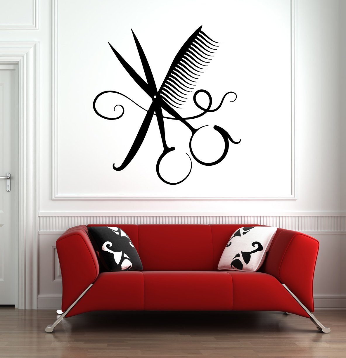 Hair Salon Wall Window Decal Sticker Hair Stylist Hair Tools Scissors Barber Shop Beauty Salon HS030