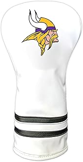 Team Golf NFL Minnesota Vikings White Vintage Driver Head Cover White Vintage Driver Golf Club Headcover, Form Fitting Design, Retro Design & Superb Quality