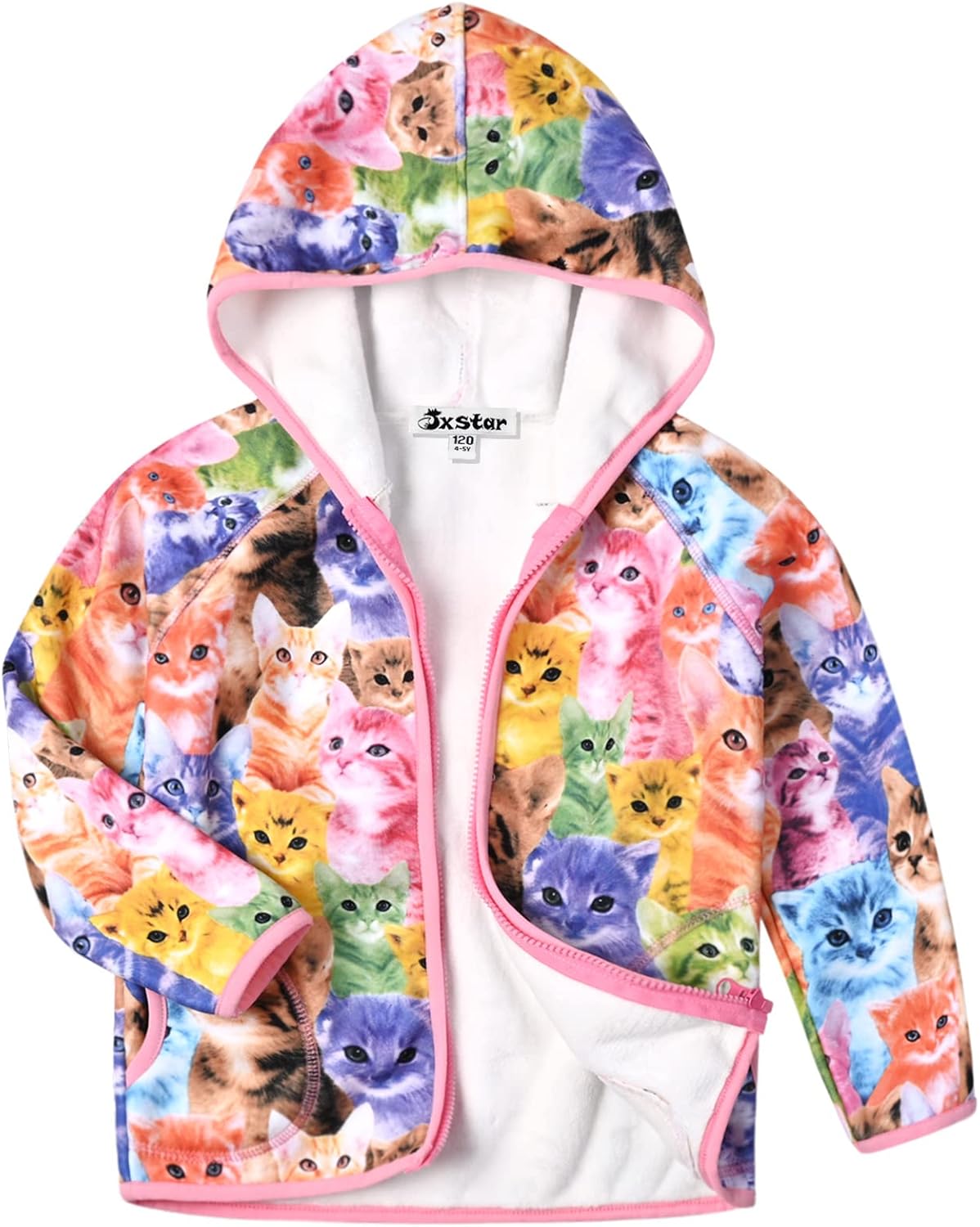 Jxstar Girls Zip-Up Hoodie Kids Fall Winter Warm Sweatshirt Polar Fleece Clothes with Pockets