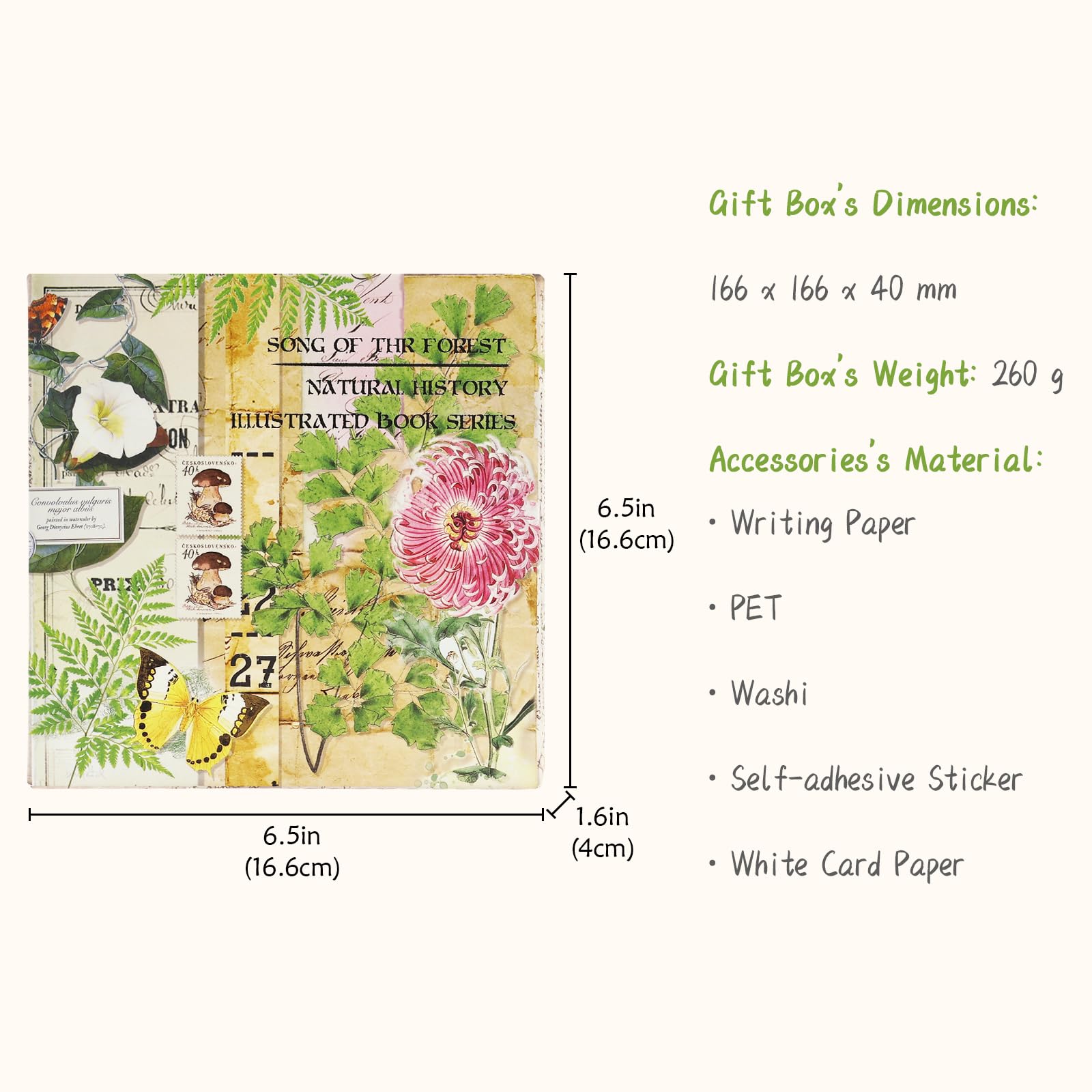 Lychii Scrapbooking Kit, 354 Pezzi Bullet Journal Accessori, con Quaderni A6, Washi Tape, Stickers, Carta Scrapbooking, per Bambini DIY, Regalo Compleanno&Giornata Bambini (Tema Pianta)