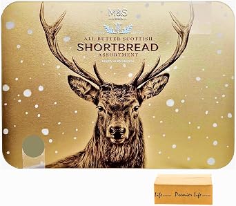 M&S All Butter Scottish Shortbread Assortment 650g, Stag Tin, Random Design, In Premier Life Store Box