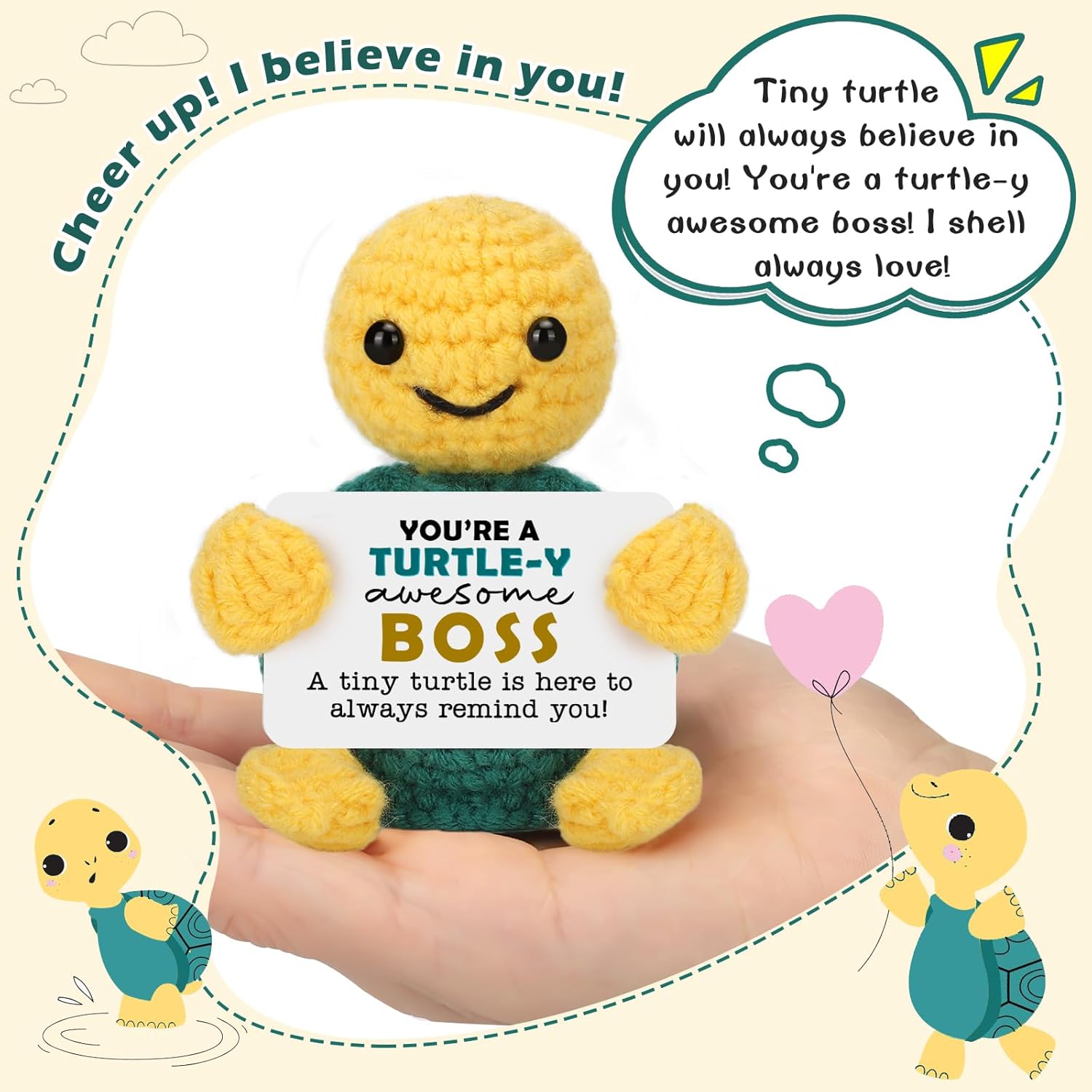 Funny Boss Gifts for Women Men, Bosses Lady Female Male Gifts from Employee Coworkers, Birthday Appreciation Office Gift for Supervisor Manager Decor Desk Accessories, Cute Crochet Turtle - Image 3