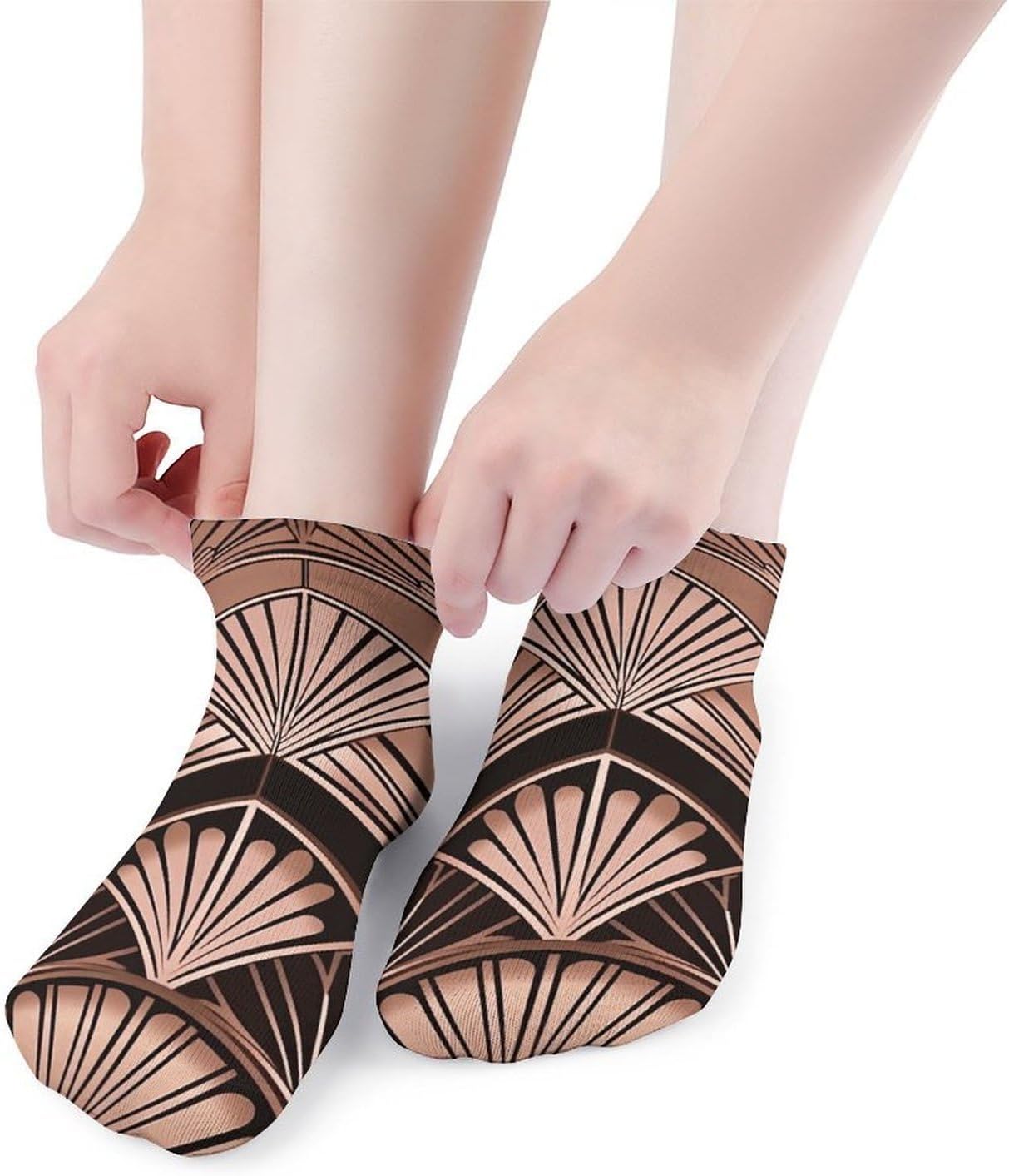 Art Deco Pattern Ankle Sock for Men Women 5 Pairs Low Cut Athletic No Show Sock Breathable Short Casual Sock