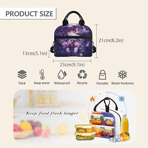 Vista 203 de doginthehole Bolsa de almuerzo portátil de teñido anudado azul, bolsa de almuerzo, organizador reutilizable, hielera para adultos, al aire libre