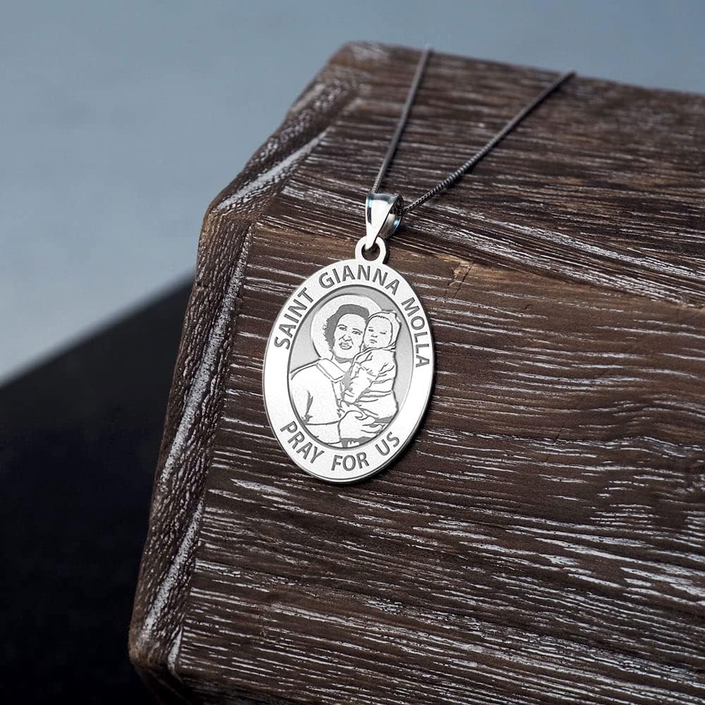 PicturesOnGold.com Saint Gianna Beretta Molla Oval Religious Medal - in Sterling Silver and 10K or 14K Gold - Image 6