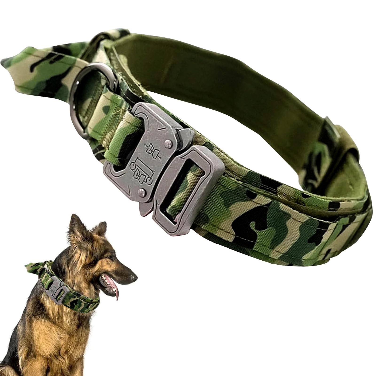 Ledeak Tactical Dog Collar, Padded Breathable Soft Nylon Pet Collar with Heavy-Duty Metal Buckle