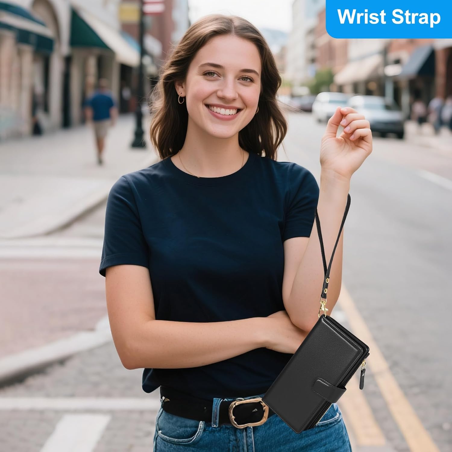 Harryshell 2 in 1 for Samsung Galaxy S24 Ultra Wallet Case Magnetic Compatible with Magsafe RFID Blocking Card Holder Detachable Phone Cover Zipper Purse Kickstand Wrist Strap for Men Women Black - Image 7