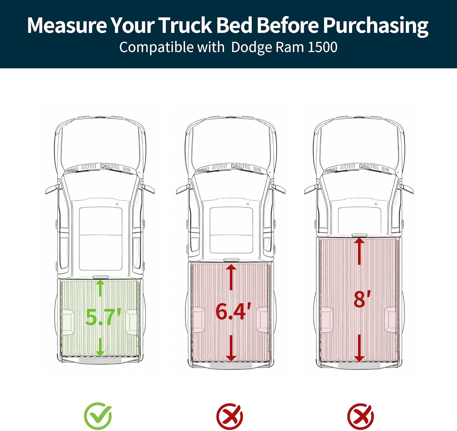 OEDRO Hard Quad-Fold Low-Profile Tonneau Cover Fit for Dodge Ram 1500 New Body 2019 2020 2021 2022 2023 2024 2025 2026 with 5.7ft Bed Without Rambox