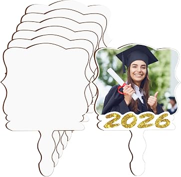 2 Pcs Large Graduation Sublimation Blanks Fans 17.7x11.8 Inch Class of 2026 Blank Paddle Fans with Wood Photo Picture Frame Gifts for DIY Graduation Grad Ceremony Senior PartyClassical