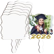 24 Pcs Sublimation Graduation Fans Blank 2026 Grad Fans Picture Frame DIY Wooden Decoration for Graduation Ceremony Wedding Church Sports Competitions Party Memorial
