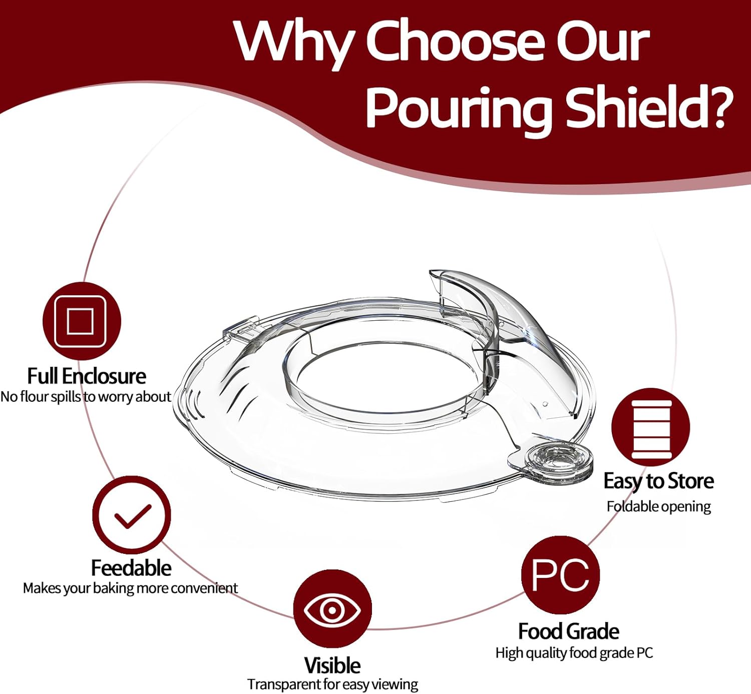 Pouring Shield for KitchenAid Tilt Head 4.5-5QT Stainless Steel (Only) with 4x Attachment Holder, Safety Pouring Shield for kitchenaid mixer bowl,Stand Mixers,kitchen aid Accessories and Attachments