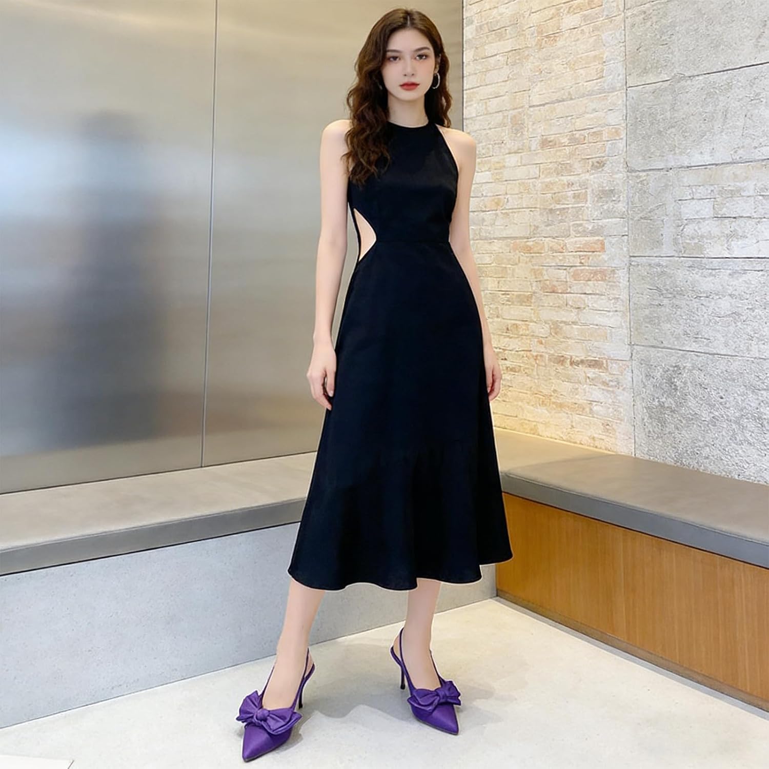 Women's Satin Closed Pointed Toe Kitten Heels Sandals with Bow Fashion Comfortable Elastic Strap Stiletto Dress Pumps for Dating Party Wedding Work Daily