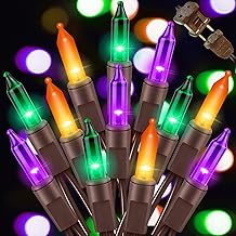 LAMPHOME Halloween String Lights - 20ft 100 Incandescent Orange Purple Green Mini Bulbs Lights, Halloween Lighting Decor for Outdoor&amp;Indoor Use, Fairy Garden, Yard, Home, Party, Holiday Decoration