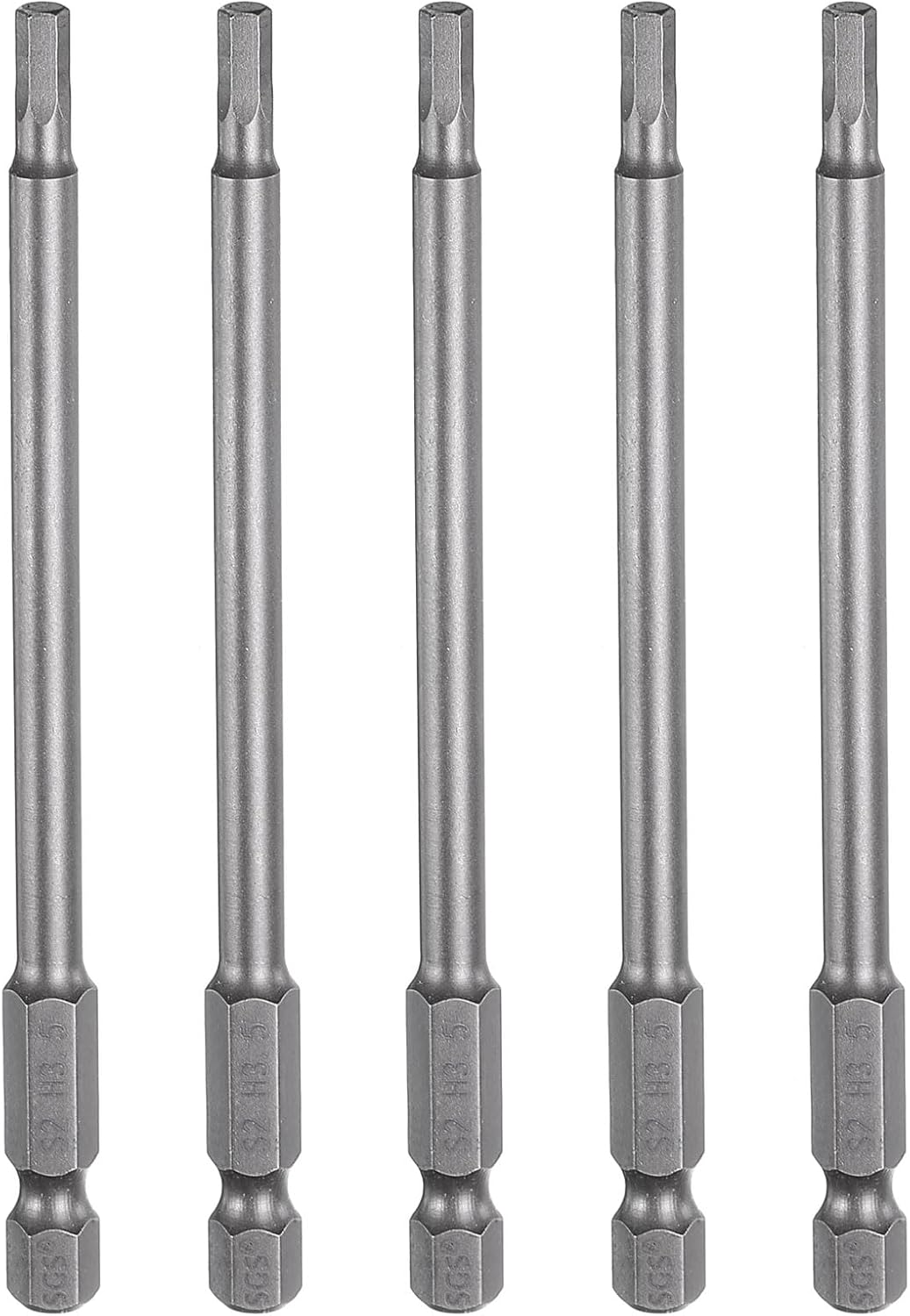 HARFINGTON 5pcs H10.0 Hex Head Drill Bit Wrench 10mm Metric Flat Tip 1/4" Hex Shank 80mm (3.15") Long Magnetic Hexagonal Screw Driver Socket Industrial Screwdriver Power Bits