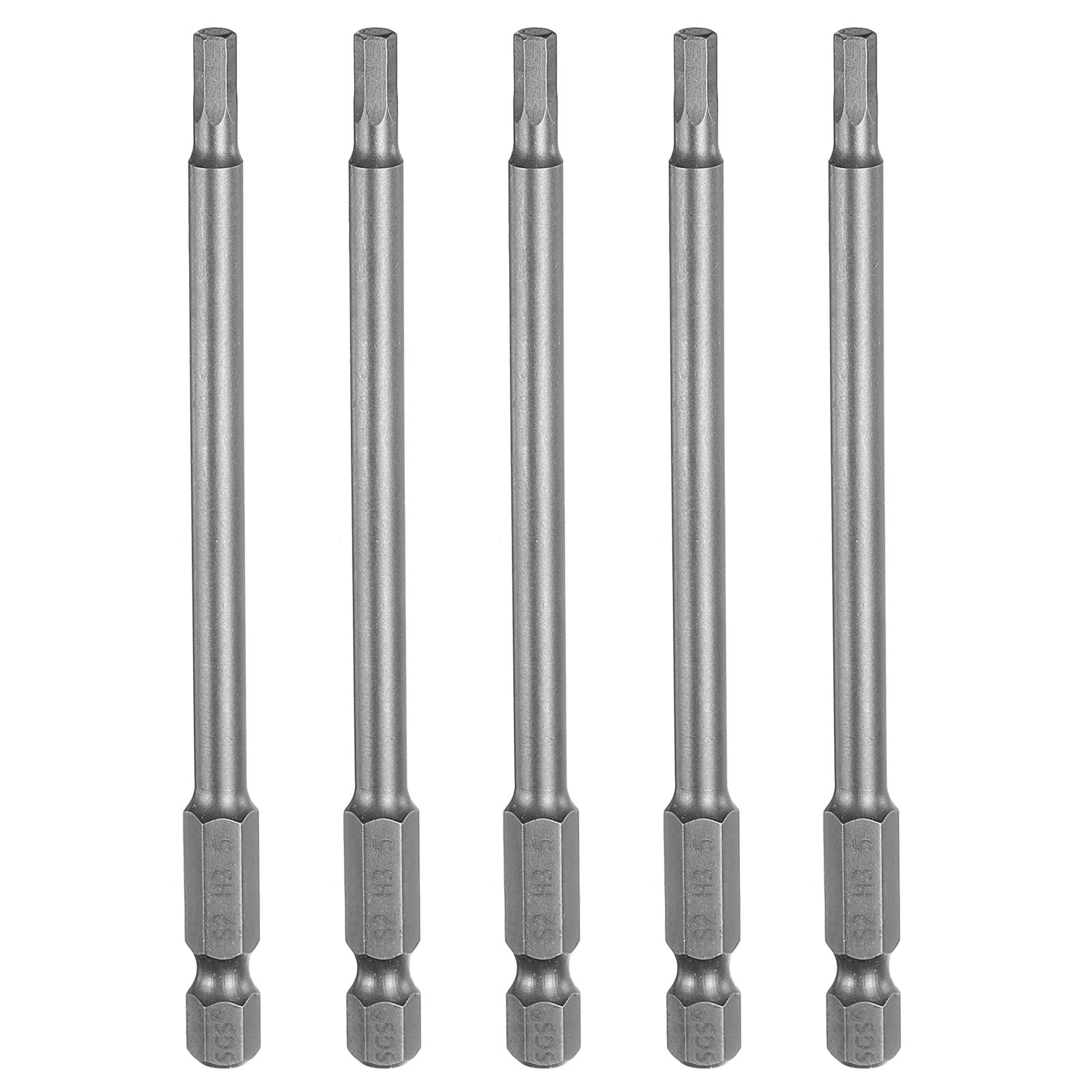 sourcing map 5pcs H3.5 Hex Head Drill Bit Wrench 3.5mm Metric Flat Tip 1/4" Hex Shank 100mm (4") Long Magnetic Hexagonal Screw Driver Socket Industrial Screwdriver Power Bits