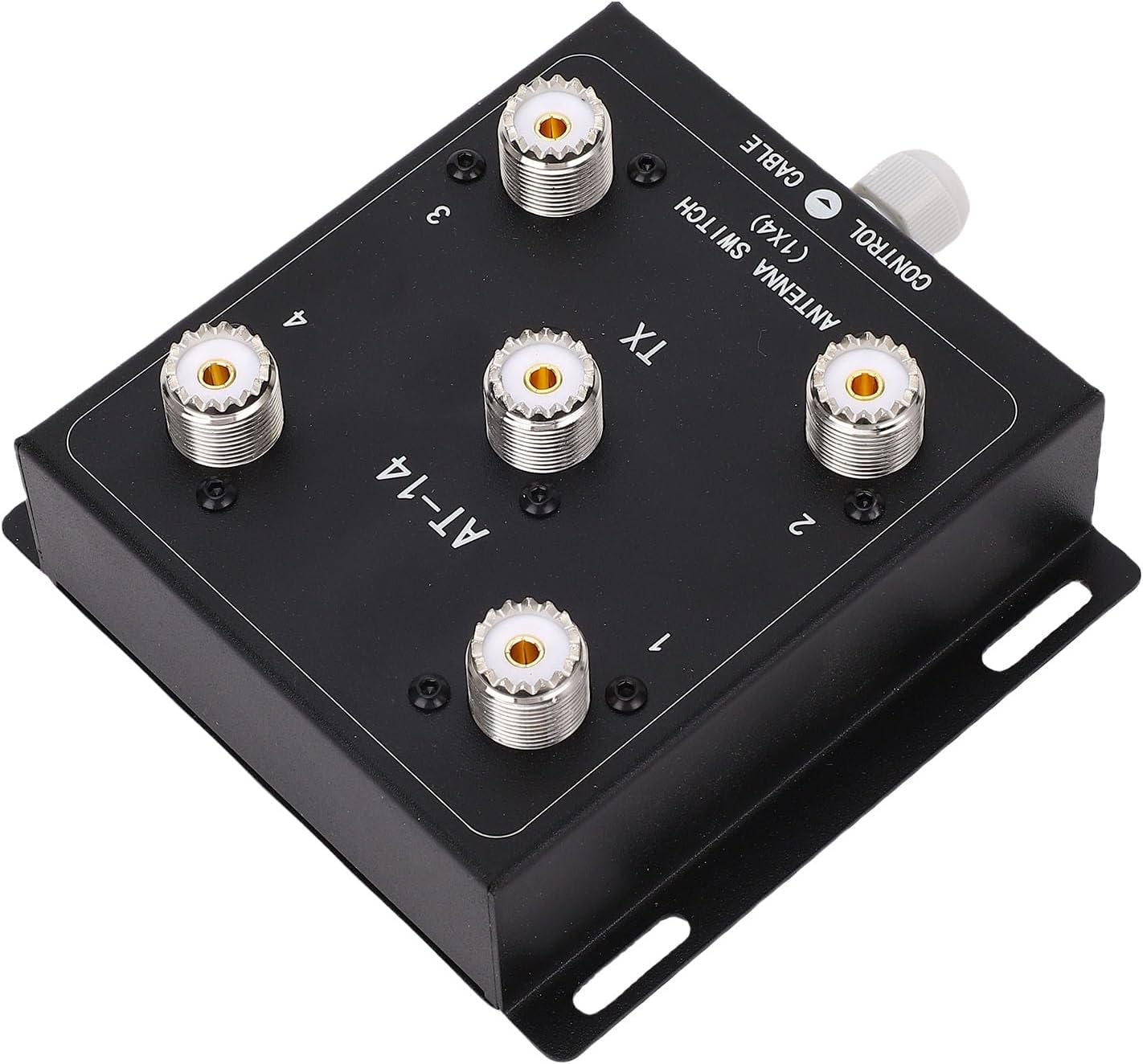 Dpofirs 4-Way Coaxial Remote Antenna Switch, 1.8MHz-60MHz 500W Pep with SO-239 Connector, Support +12V Control Voltage