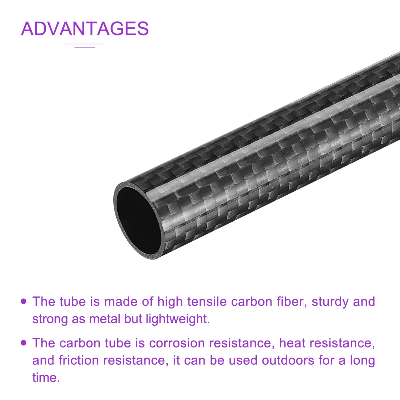 DMiotech 1 Pack 14mmx12mmx500mm Carbon Fiber Round Tubes, 3K Roll Wrapped Glossy Carbon Tube for RC Quadcopter RC Airplane - Image 4