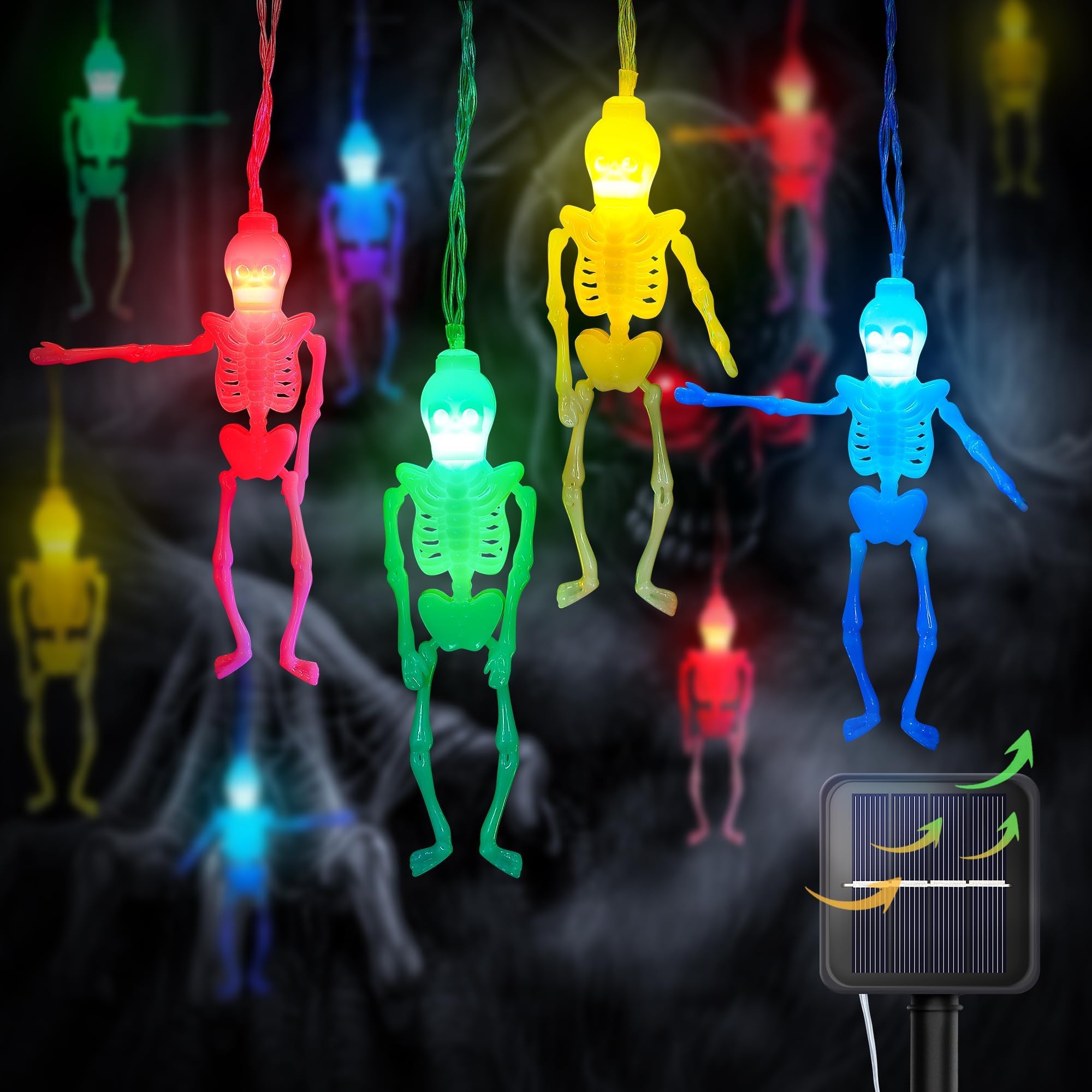 Halloween String Lights, 2 Packs Skull String Lights 30 LED Skull