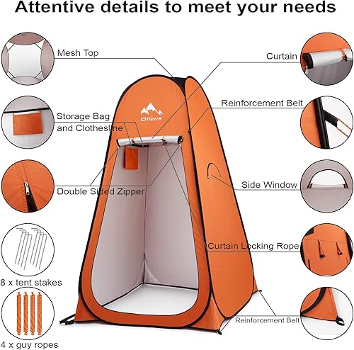 Miniatura 10 de Oileus Tienda de campaña de privacidad desplegable  Tienda de ducha portátil, vestuario de playa, inodoro de campamento, refugio de privacidad