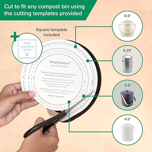 Miniatura 10 de Filtro natural biodegradable  Suministro de 2 años para contenedores de compost de cocina  Carbón activado de mayor duración  Tamaño universal para