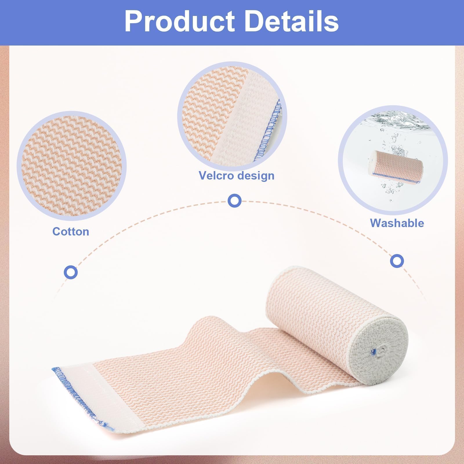 Vendas Elasticas Compresion 6 Rollos Venda Elastica Adhesiva 15 cm x 4,5 m Vendaje Deportivo Algodón Vendaje Autoadhesivo Vendaje de Gasa para Tobillos Brazos Rodillas Piernas