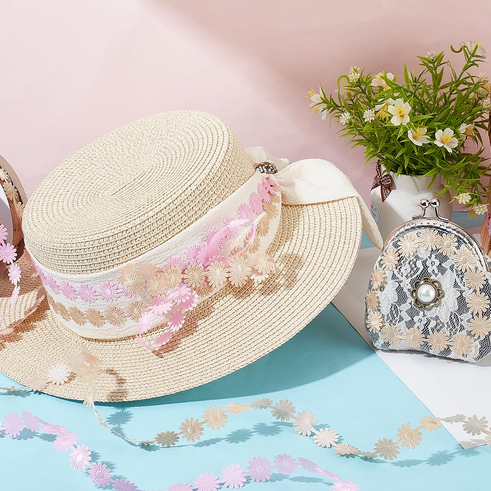 PandaHall Flower Lace Ribbon - 4 Colors Sewing Trim For Crafts & Decor