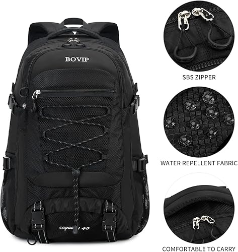 Miniatura 4 de BOVIP Mochila de senderismo de 40 L, impermeable, ligera, para viajes, deportes, camping, para hombres y mujeres