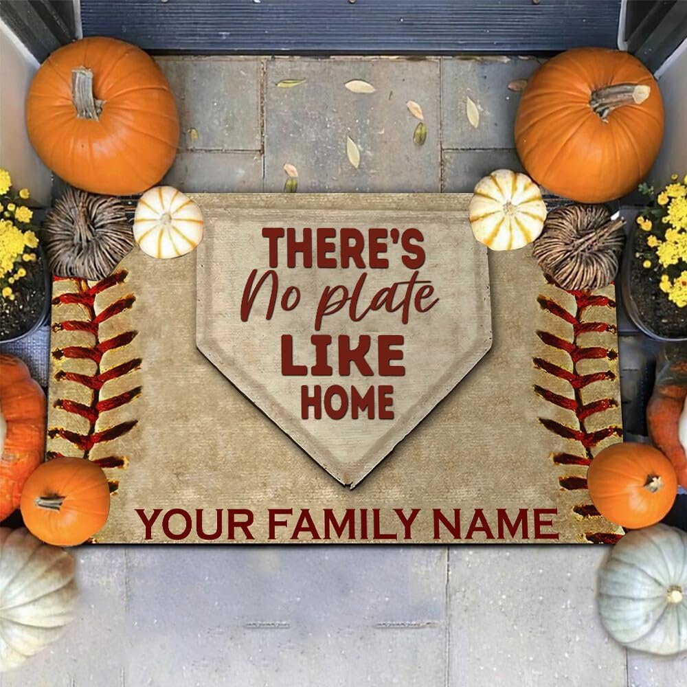 Viragil Customized Baseball Home Mat: No Plate Like Home, Decor Rug