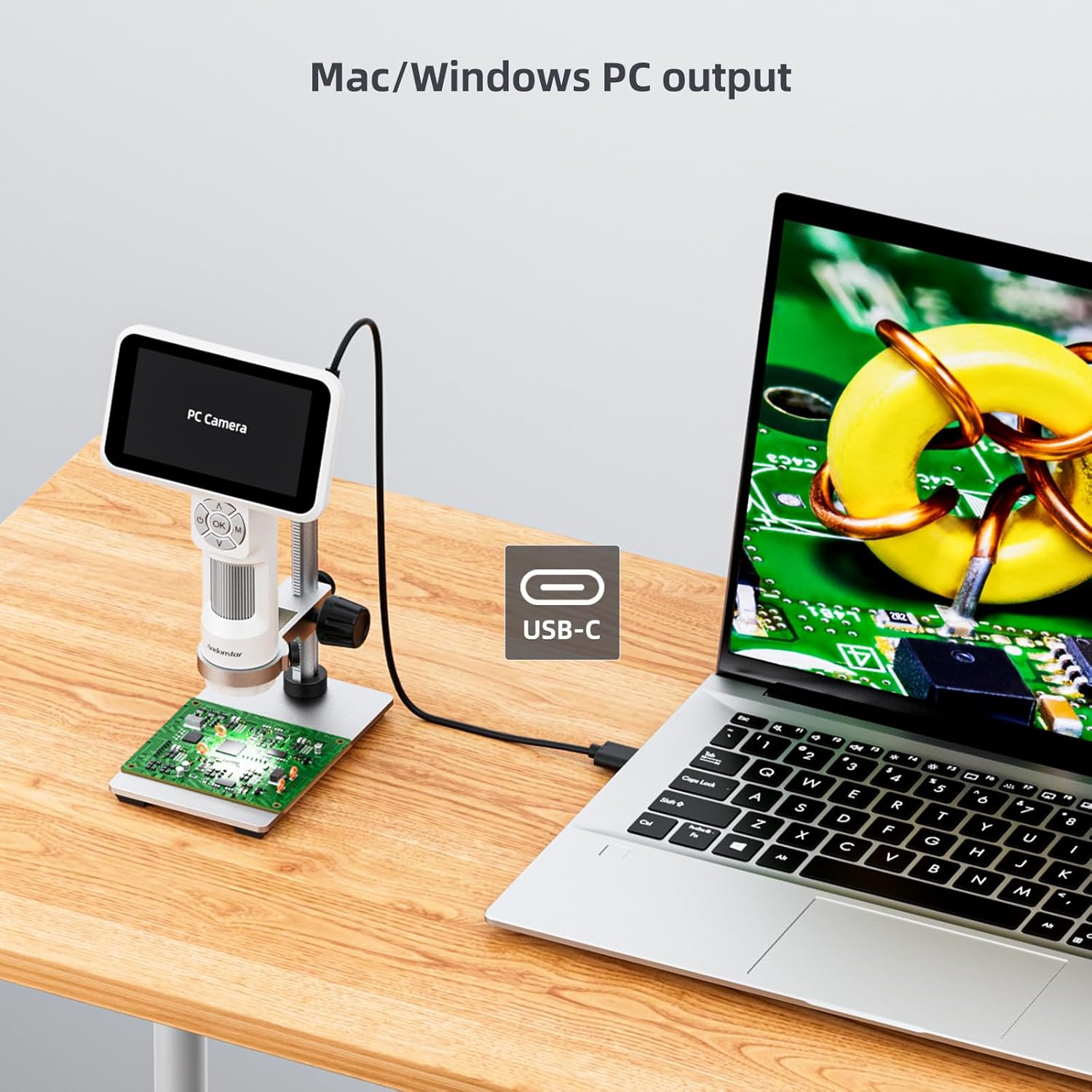 Andonstar Digital Microscope, 5" 1080P Coin Microscope Camera for Error Coin with 7.3" Metal Stand for Adults Kids, Handheld USB Coin Magnifier with 8 Adjustable LED Lights, Windows Mac PC