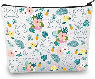 MBMSO Ohana Makeup Bag Ohana Gifts for Women Hawaiian Hibiscus Flowers Cosmetic Bag Ohana Themed Gifts for Best Friends Bag, Ohana Bag-white, medium