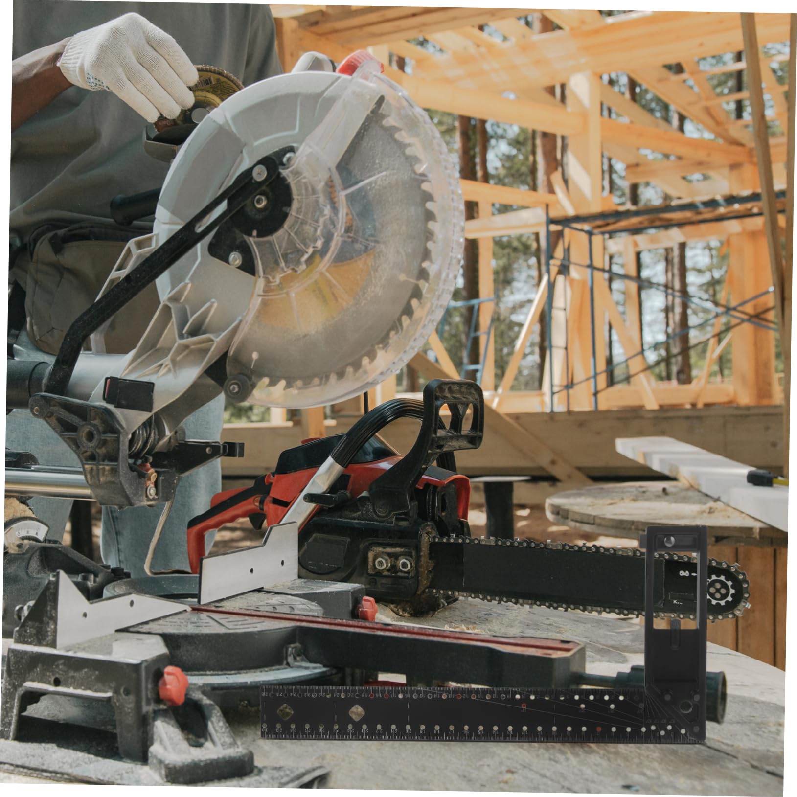 Mehrwinkel Präzisionslineal aus Verstellbar Aluminiumlegierung 45° Messlineal Verschiebbares Kombinationsdesign für Holzbearbeitung und Bau