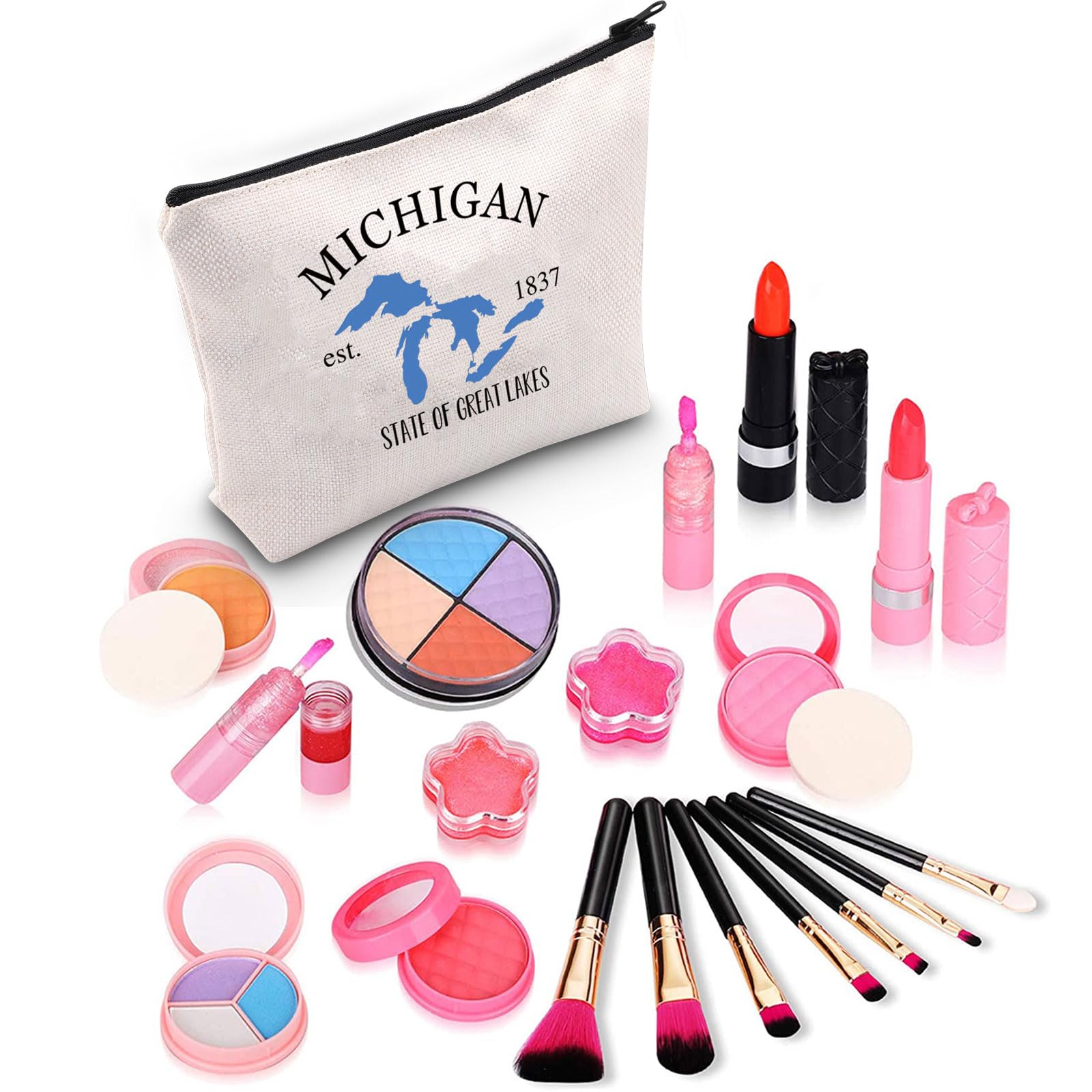 ZJXHPO Michigan State Themed Cosmetic Bag - Waterproof Polyester Makeup Travel Gift Bag - Michigan 1837