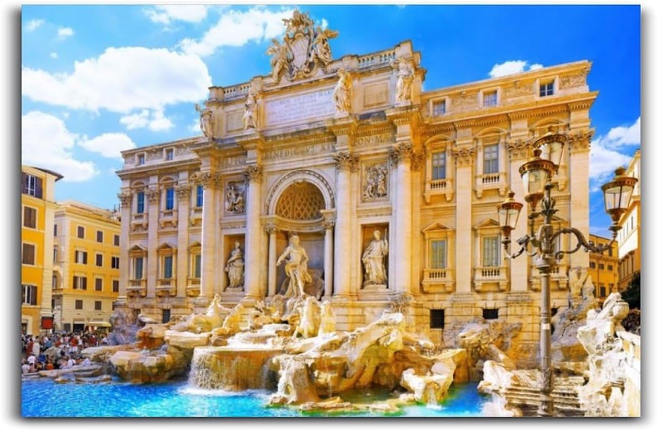 Trevi Fountain Rome Italy Fontana Di Trevi Poster Canvas Modern Aesthetics Mural Wall Art Modern Office Bedroom Decoration 08x12inch(20x30cm) Unframe-style