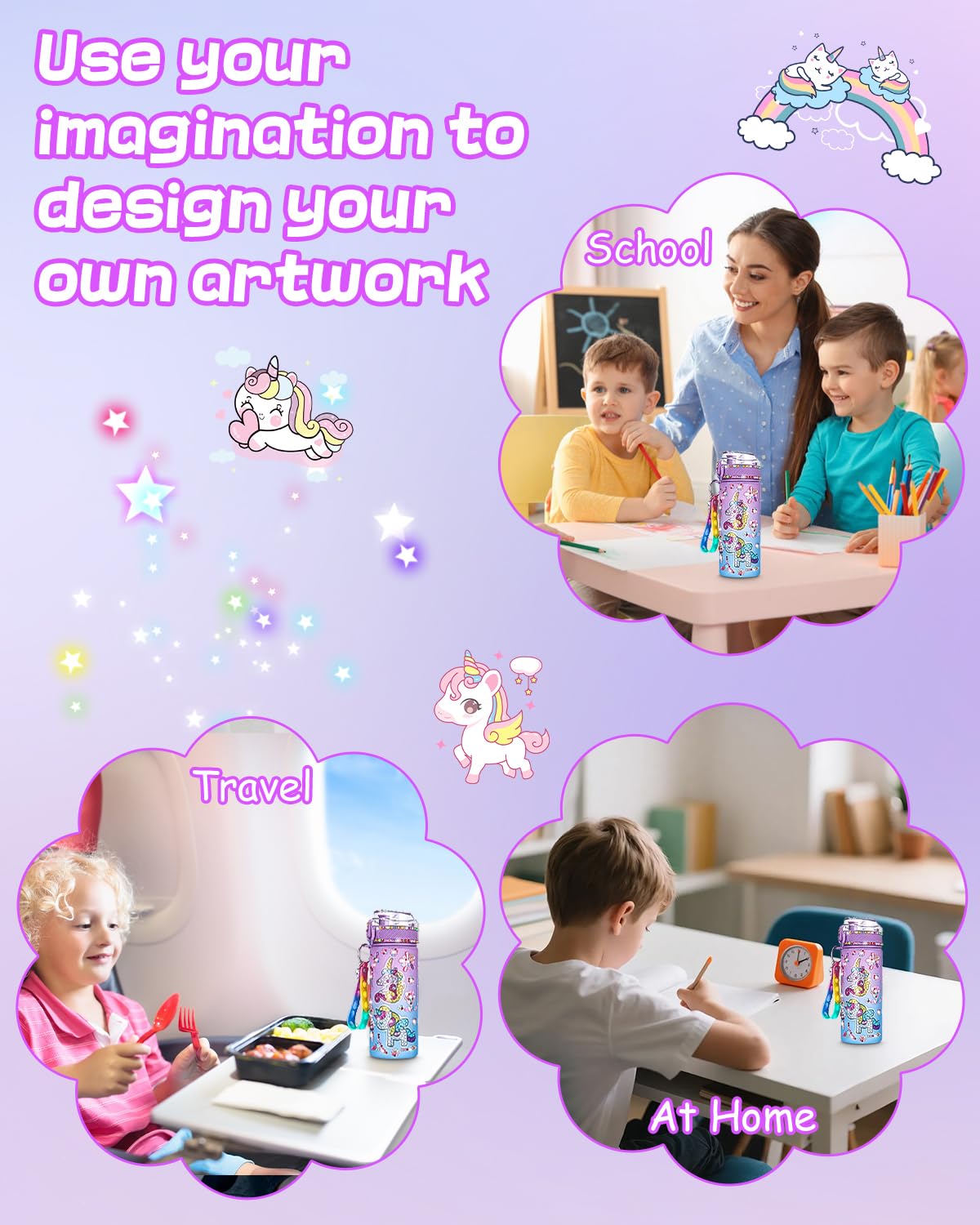 Kit de bricolage gourde licorne avec peinture diamant jouet créatif 5-10 ans